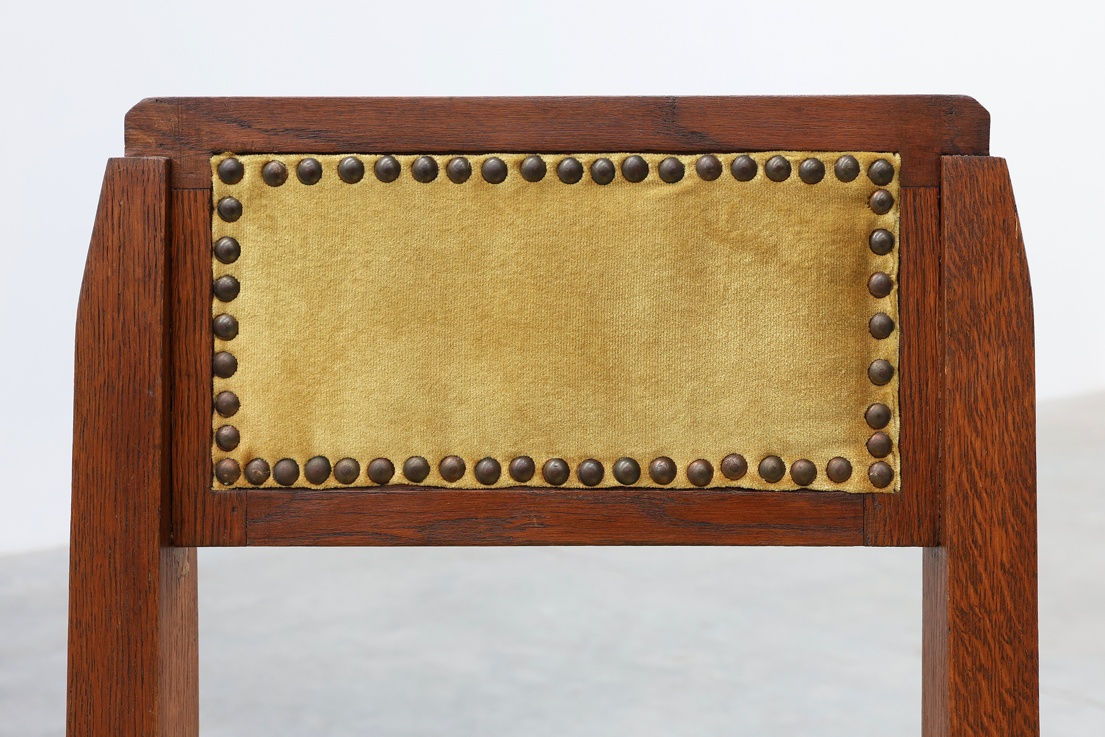 Belgian Art Deco Oak Side Chair with Yellow Upholstery, 1920sthumbnail